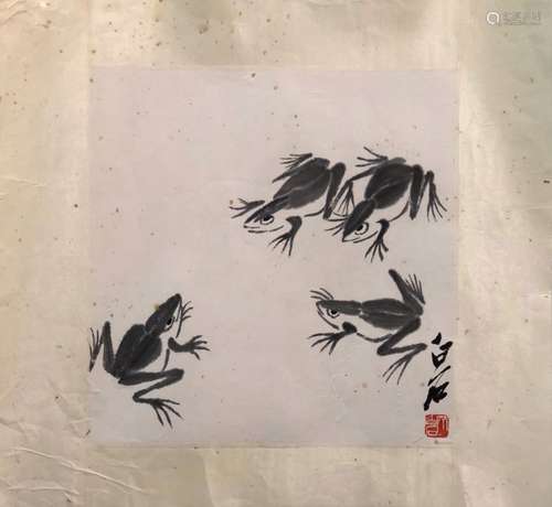 Chinese Ink Color Painting w Signature