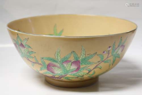 Chinese Yellow Ground Porcelain Bowl,Mark