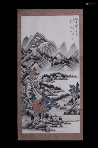 Chinese Ink&Color Scroll Painting,Signed