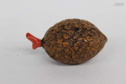 Chinese Walnut Carved Snuff Bottle