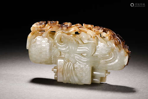 Qing Dynasty Hetian jade book-shaped jade bi