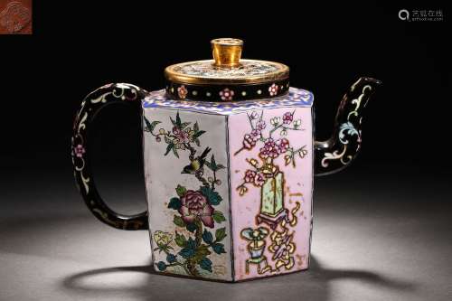 Qing Dynasty flower purple clay pot
