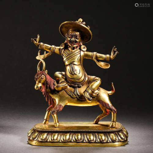 Qing Dynasty Gilt Bronze Dharma Protector Buddha