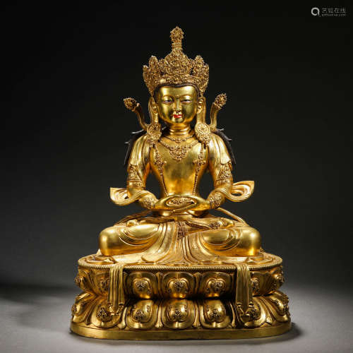 Qing Dynasty gilt bronze Buddha statue