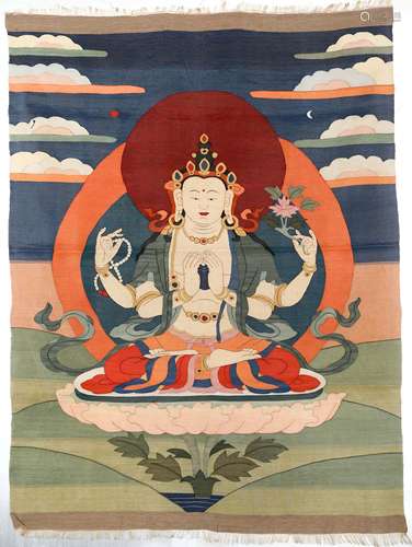 Qing Dynasty Kesi Thangka Four-Walled Avalokitesvara Buddha