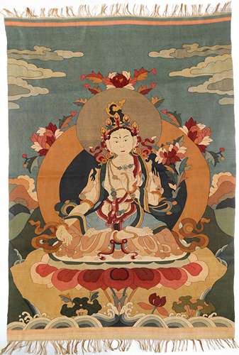 Qing Dynasty Kesi Thangka Padmasambhava Master Statue