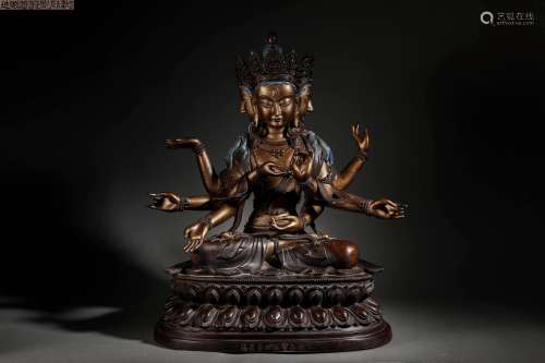 A Statue of Avalokitesvara Bodhisattva on Three Sides and Ei...