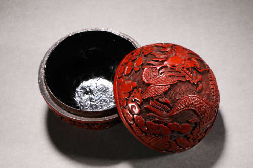 Qing Dynasty red dragon pattern box