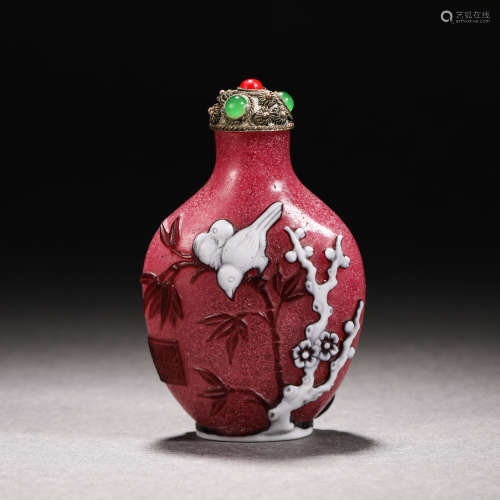 Qing Dynasty glazed flower snuff bottle