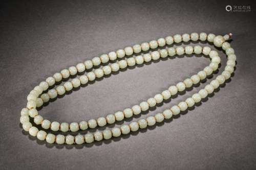 Qing Dynasty Hetian Jade Animal Pattern 108 Buddha Beads Str...