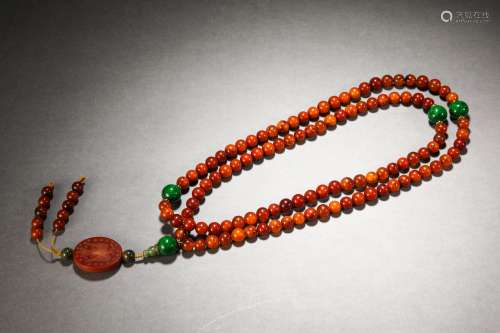 Qing Dynasty Beeswax 108 Buddha Beads String