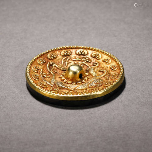 Song Dynasty bronze mirror with gold cladding
