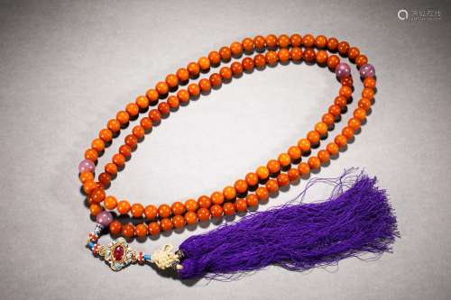 Qing Dynasty beeswax 108 Buddha beads