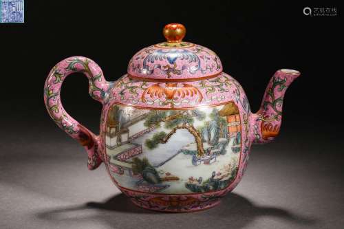 Qing Dynasty pastel window
landscape pot