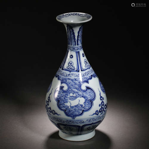 Yuan Dynasty blue and white flower vase