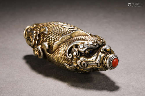 Qing Dynasty Silver Capricorn Beads