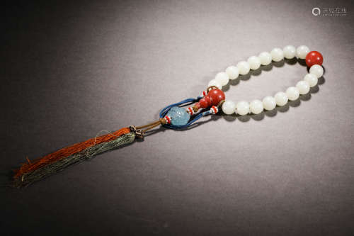 Qing Dynasty Hetian Jade Eighteen Son Bracelet