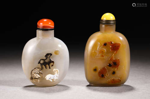 Qing Dynasty agate animal snuff bottle