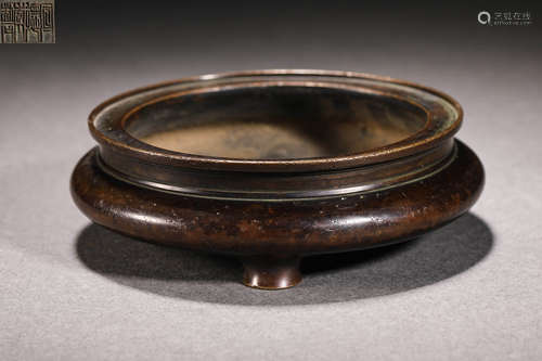 Ming Dynasty bronze three-legged stove