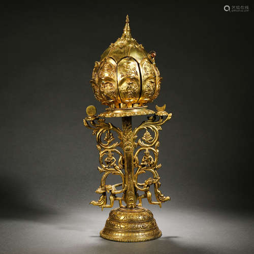 Qing Dynasty bronze gilt lotus Buddha statue