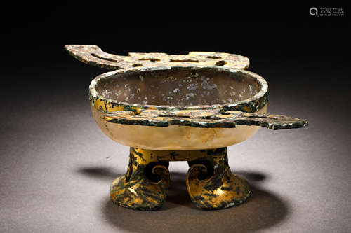 Han Dynasty bronze Hetian jade cup