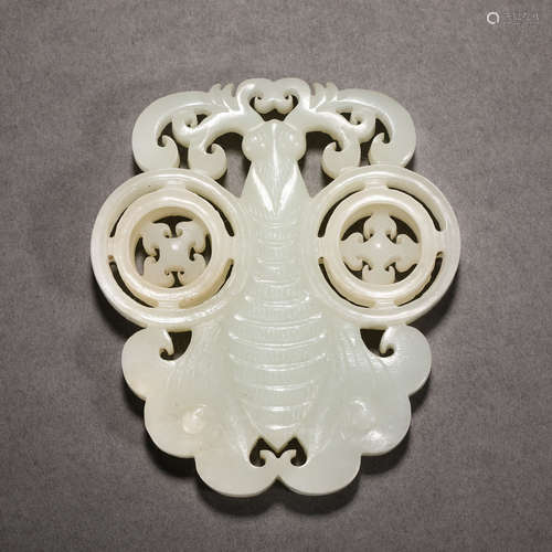 Qing Dynasty Hetian jade butterfly