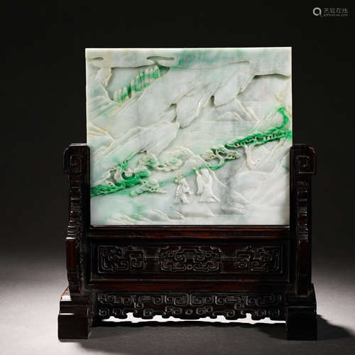 Qing Dynasty jadeite mountain ornament