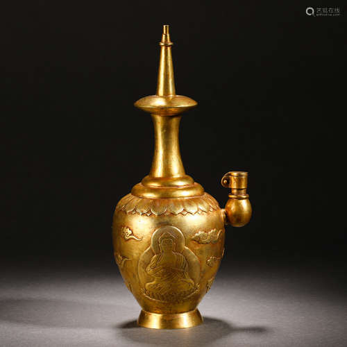 Liao Dynasty gilt bronze water bottle