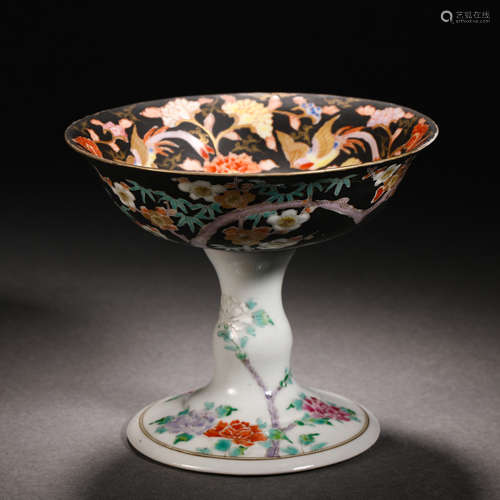 Qing Dynasty pastel flower cup