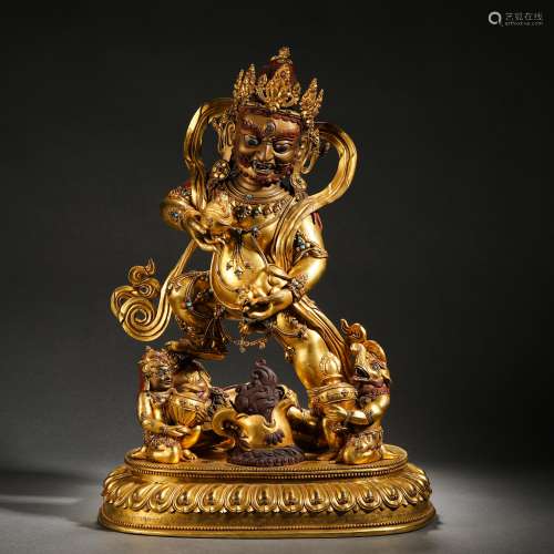 Qing Dynasty gilt bronze statue of God of Wealth