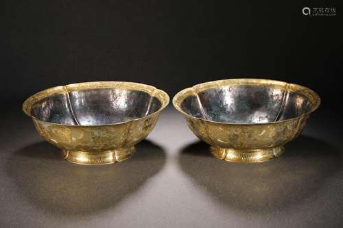 Liao Dynasty silver gilt flower pot