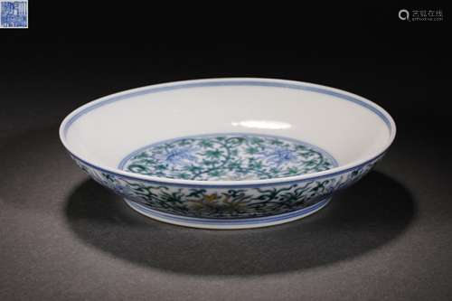 Qing Dynasty Ducai Flower Plate