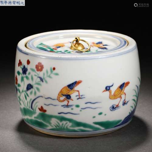 Qing Dynasty Doucai Flower and Bird Jar