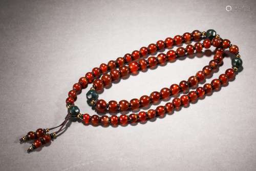 Liao Dynasty wine red agate string