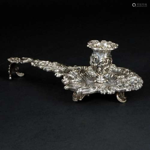 A silver candle holder