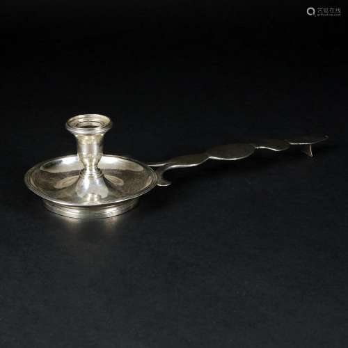 A silver candle holder, 18th century