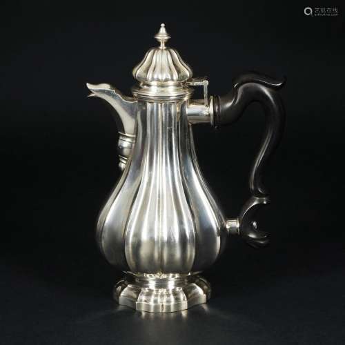 An Italian silver coffee pot, Turin, 19th century
