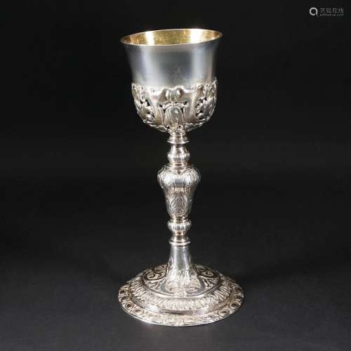 An engraved silver chalice, 18th century