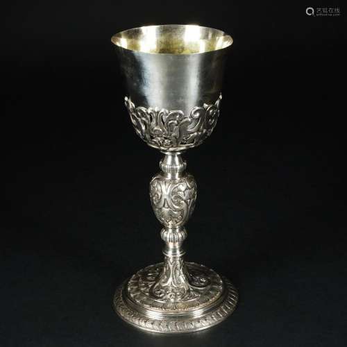 An engraved silver chalice, possibly Lucca, 18th century