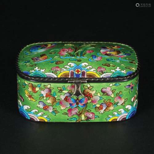 A Chinese enameled 990/1.000 silver casket