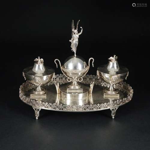 A Roman silver inkstand, Antonio Capplletti (1803-1838)