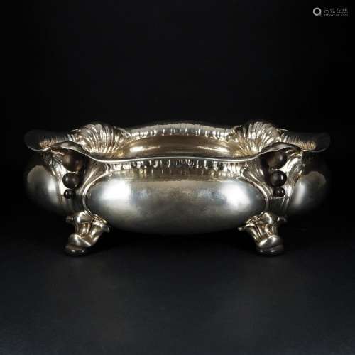 An Italian 800/1.000 large silver and rosewood centerpiece