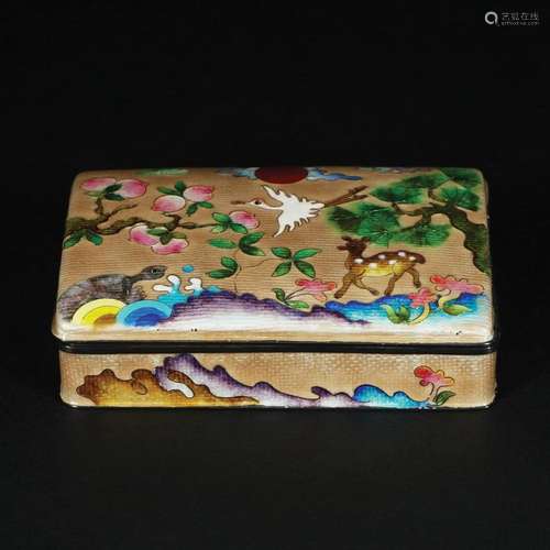 A Chinese 990/1.000 enameled silver rectangular box and cove...