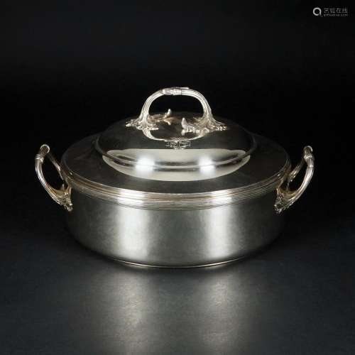 A French silver round tureen and cover, 19th century