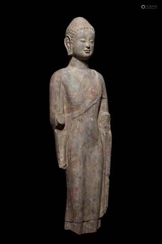 A PAINTED FIGURE OF BUDDHA,NORTHERN QI DYNASTY