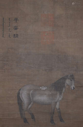 A CHINESE SILK PAINTING,MING DYNASTY