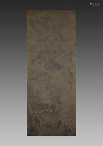 A CHINESE SILK PAINTING,LIU SONGNIAN,SONG DYNASTY