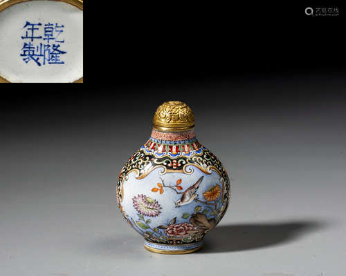 A ENAMEL SNAFF BOTTLE,QING DYNASTY