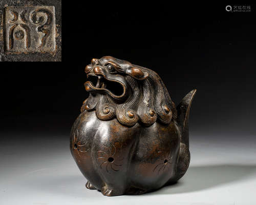 A CHINESE BRONZE CENSER,QING DYNASTY