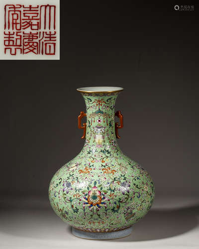 A CHINESE FAMILLE-ROSE 'FLORAL'VASE,MARK AND PERIOD OF JIAQI...